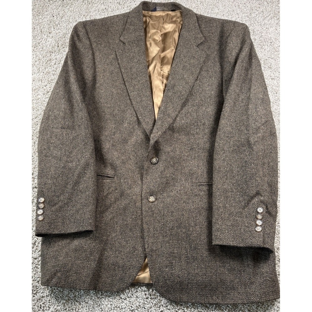 Lands End Mens Tweed Wool Lambswool Blazer Jacket Sport Coat 43‎ Long